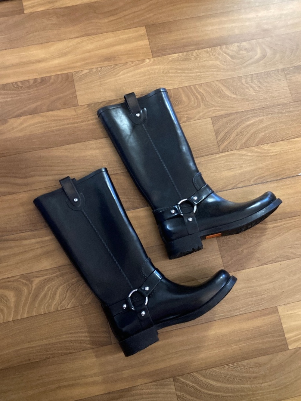 Michael Kors Womens Fulton Harness Tall Black Pull-On Rain Boots Size US 9